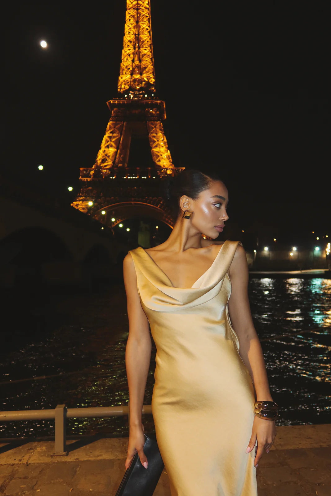 Hera Golden Pleated Dress
