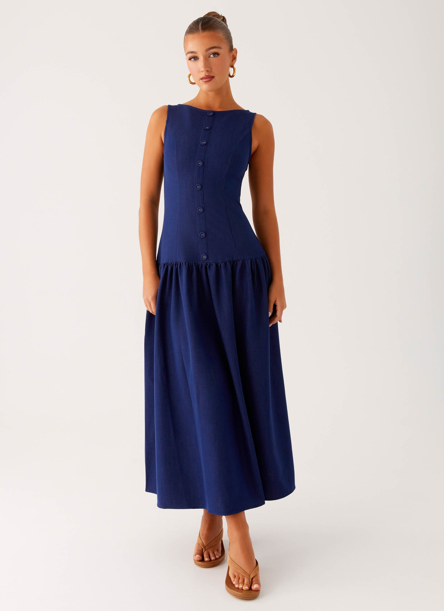 Blue Sea Denim Midi Dress