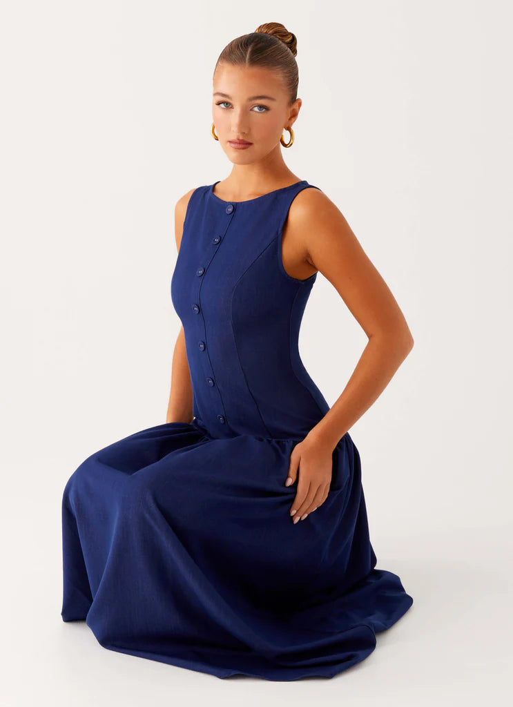 Blue Sea Denim Midi Dress