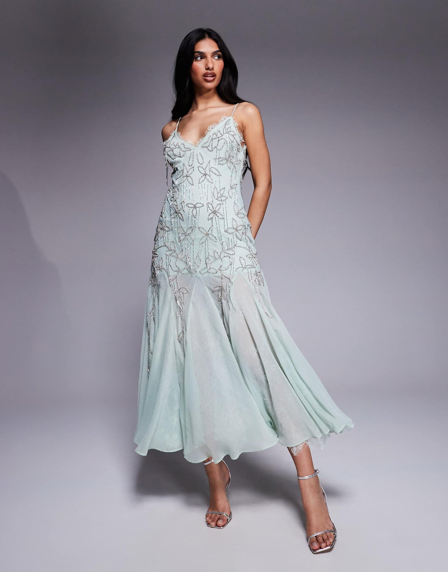 Diamante Beaded Midi Dress