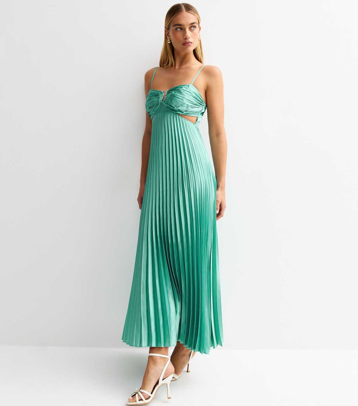 Blue Satin Midi Dress