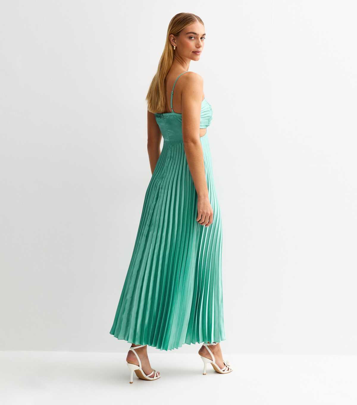 Blue Satin Midi Dress