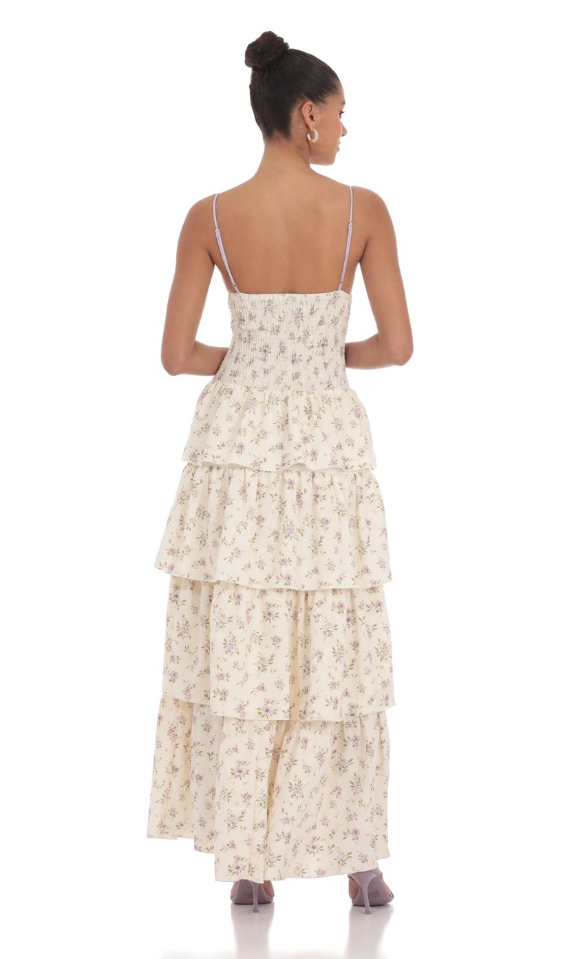 Floral Cutout Ruffle Maxi Dress