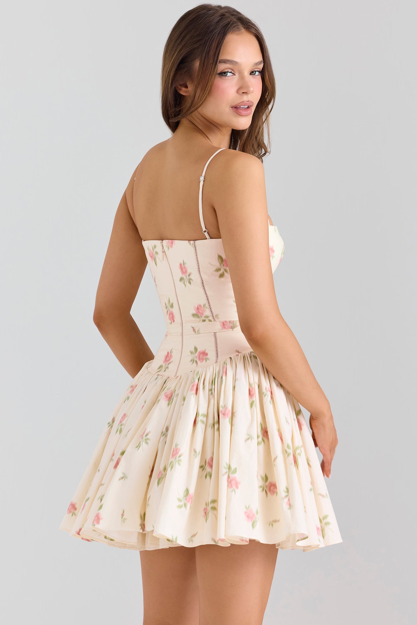 Cream Rose Print Sundress