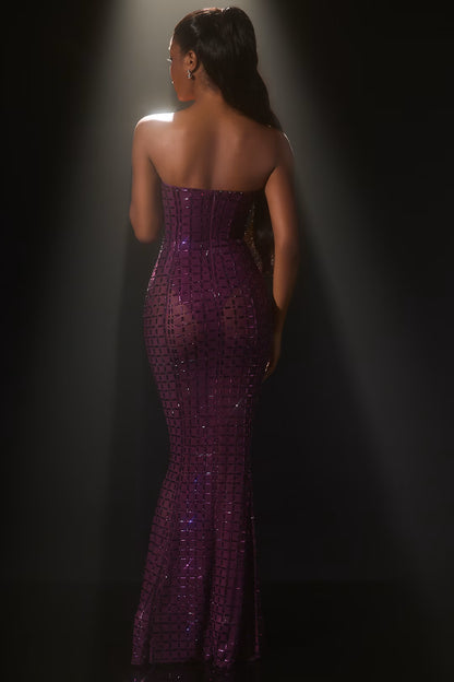 Embellished Strapless Gown