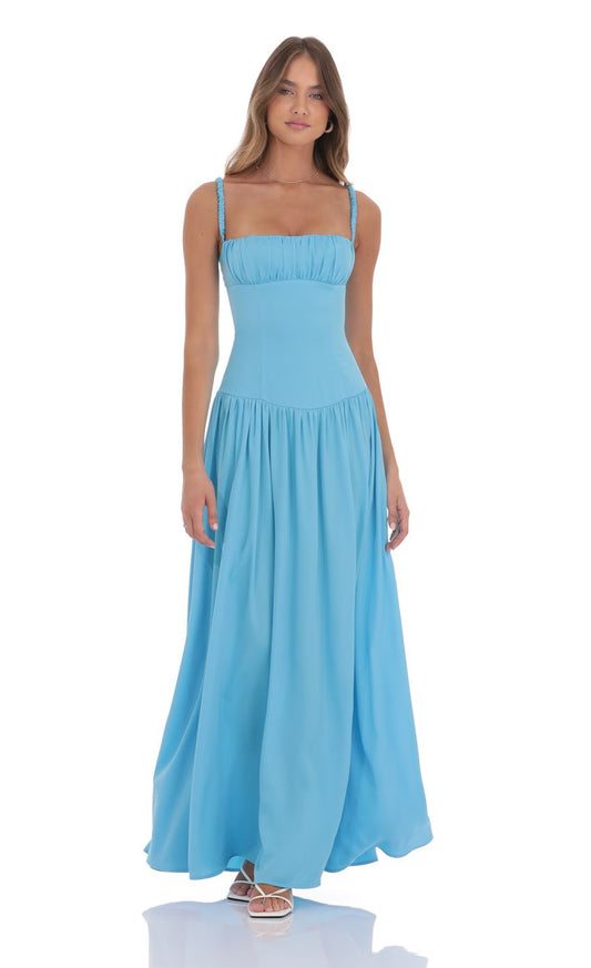 Satin Ruched Maxi Dress