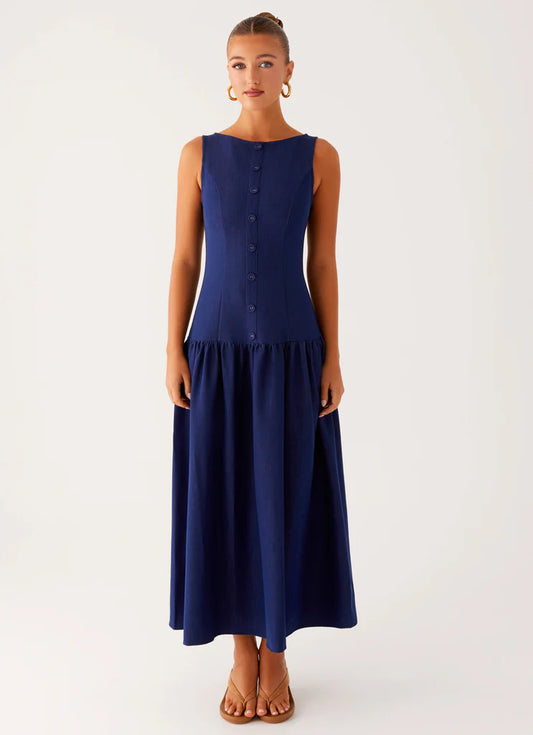 Blue Sea Denim Midi Dress
