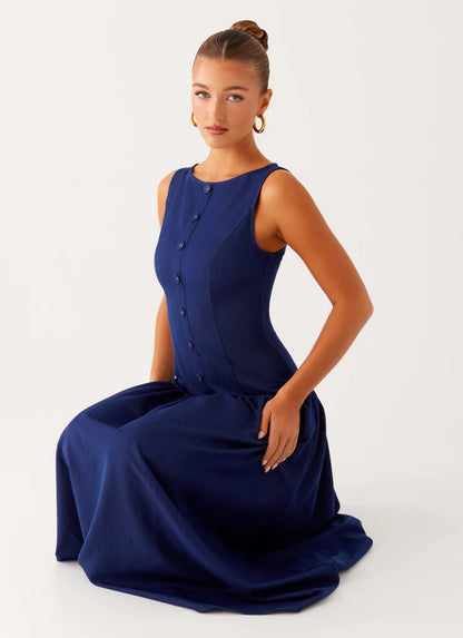 Blue Sea Denim Midi Dress