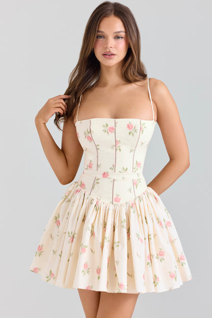 Cream Rose Print Sundress