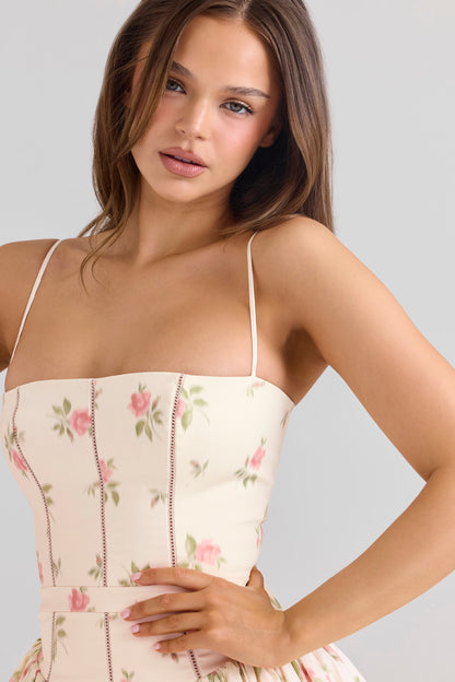 Cream Rose Print Sundress